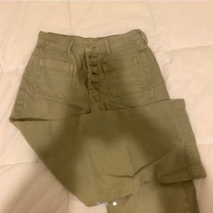 AEO Olive Green Wide Leg Crop Jeans